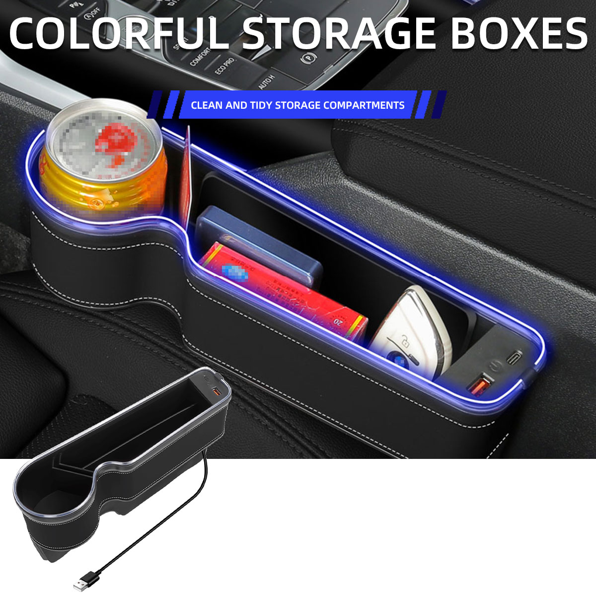 Seat Gap Filler Organizer With Usb Charger - Organizer per Fessure del Sedile Auto