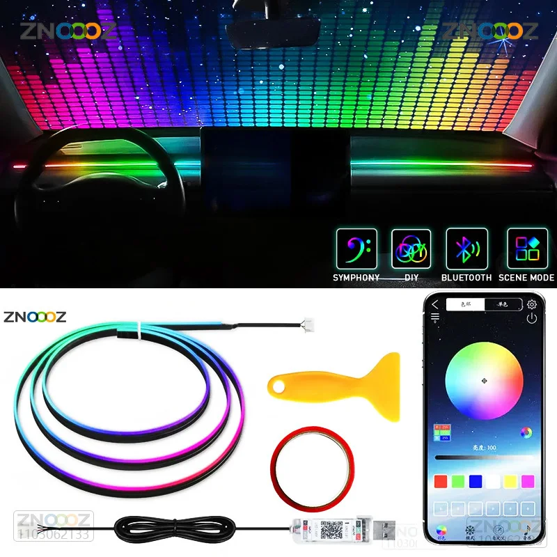 Led Ambient Interior Car Lights App Control - ZNOOOZ 140cm luci ambientali per auto