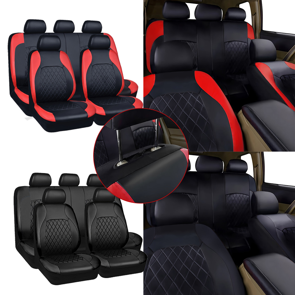 Leather Car Seat Covers Full Set Universal - Nuove Coprisedili Auto Trapuntate con Motivo