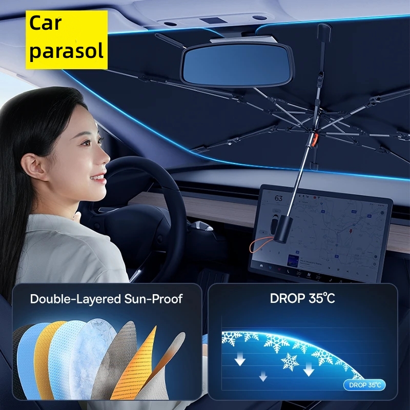 Car Sunshade Windshield Umbrella Foldable - Parasole per auto Parabrezza Ombrello Parasole