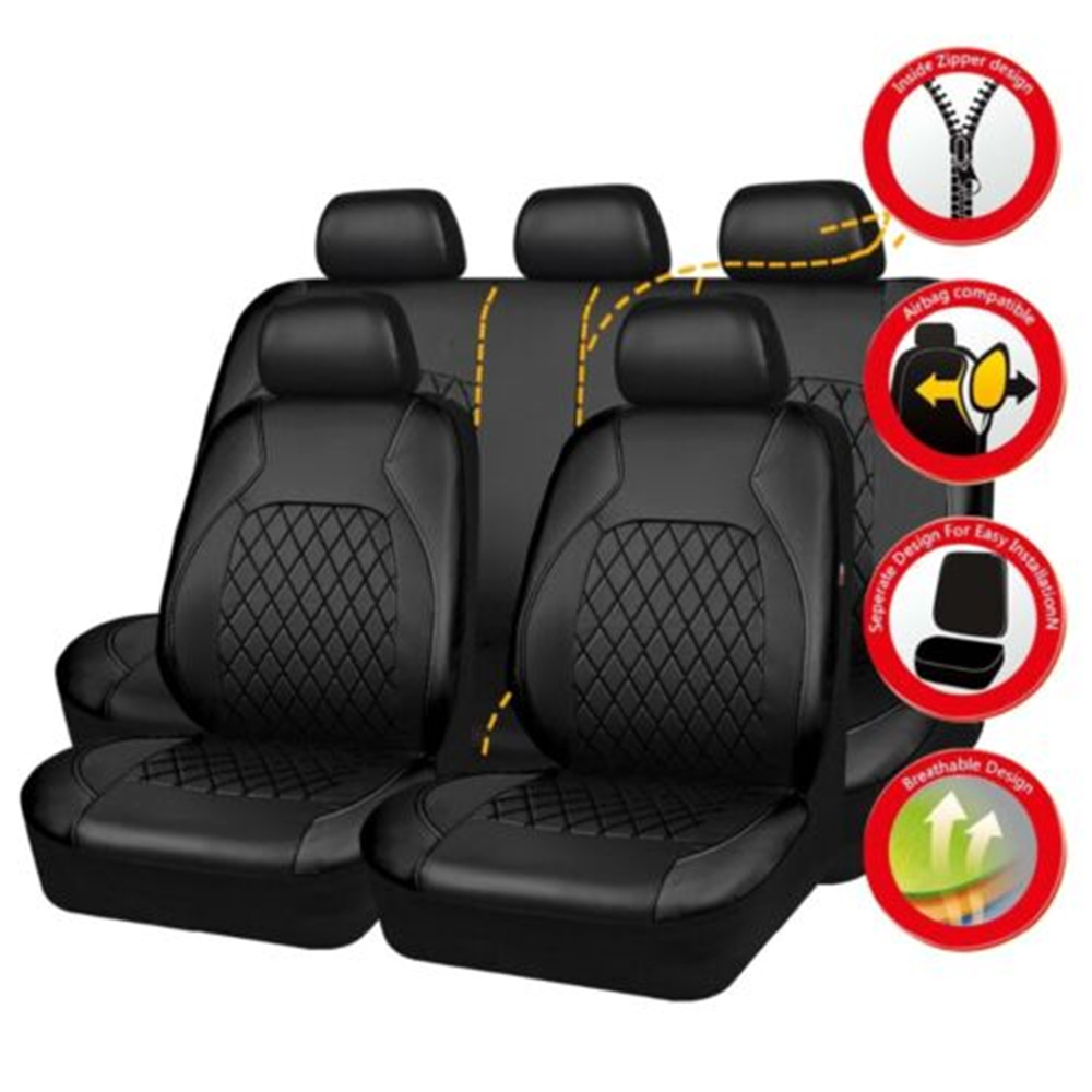 Leather Car Seat Covers Full Set Universal - Set di coprisedili per auto universale
