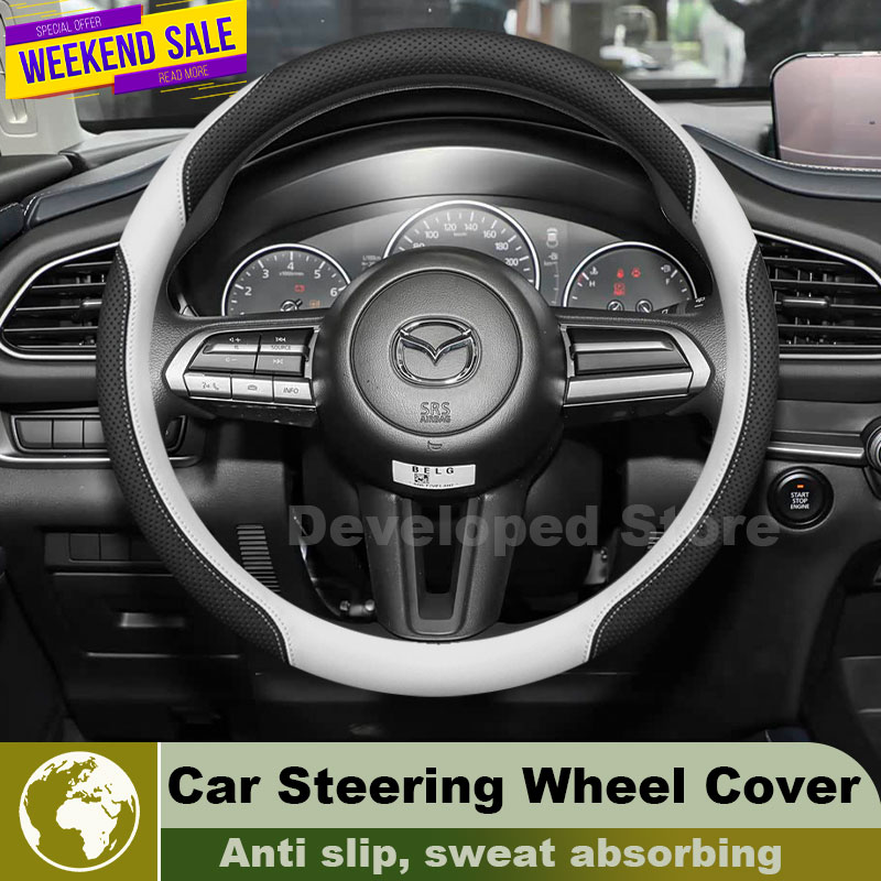 Car Steering Wheel Cover Anti Slip Breathable - Coprivolante in Pelle per Mazda CX-3