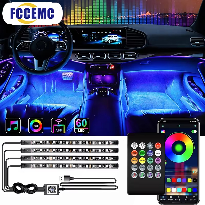 Led Ambient Interior Car Lights App Control - Retroilluminazione RGB App remota Controllo musicale