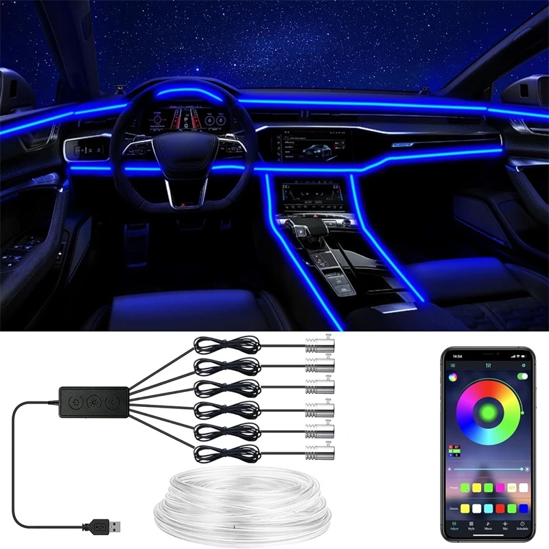 Led Ambient Interior Car Lights App Control - Luci flessibili a filo EL con