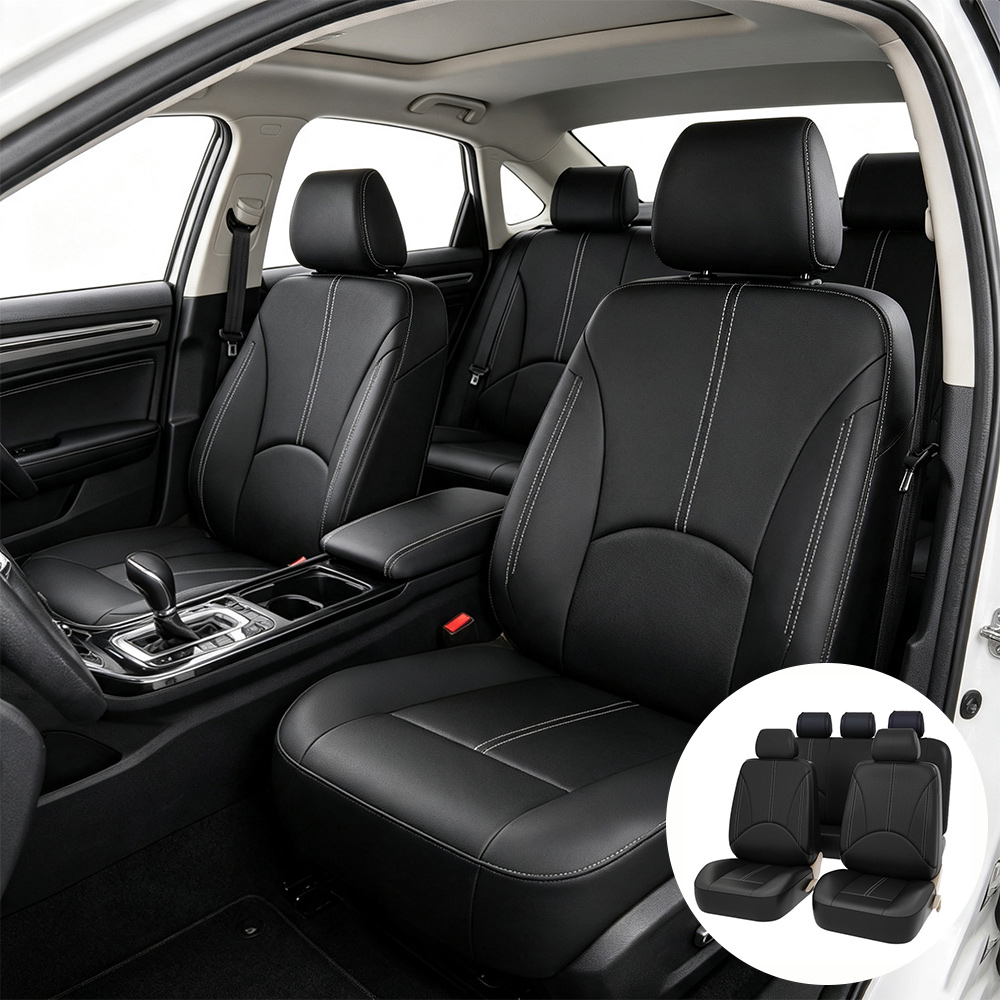 Leather Car Seat Covers Full Set Universal - Coprisedili per Auto a 5 Posti,