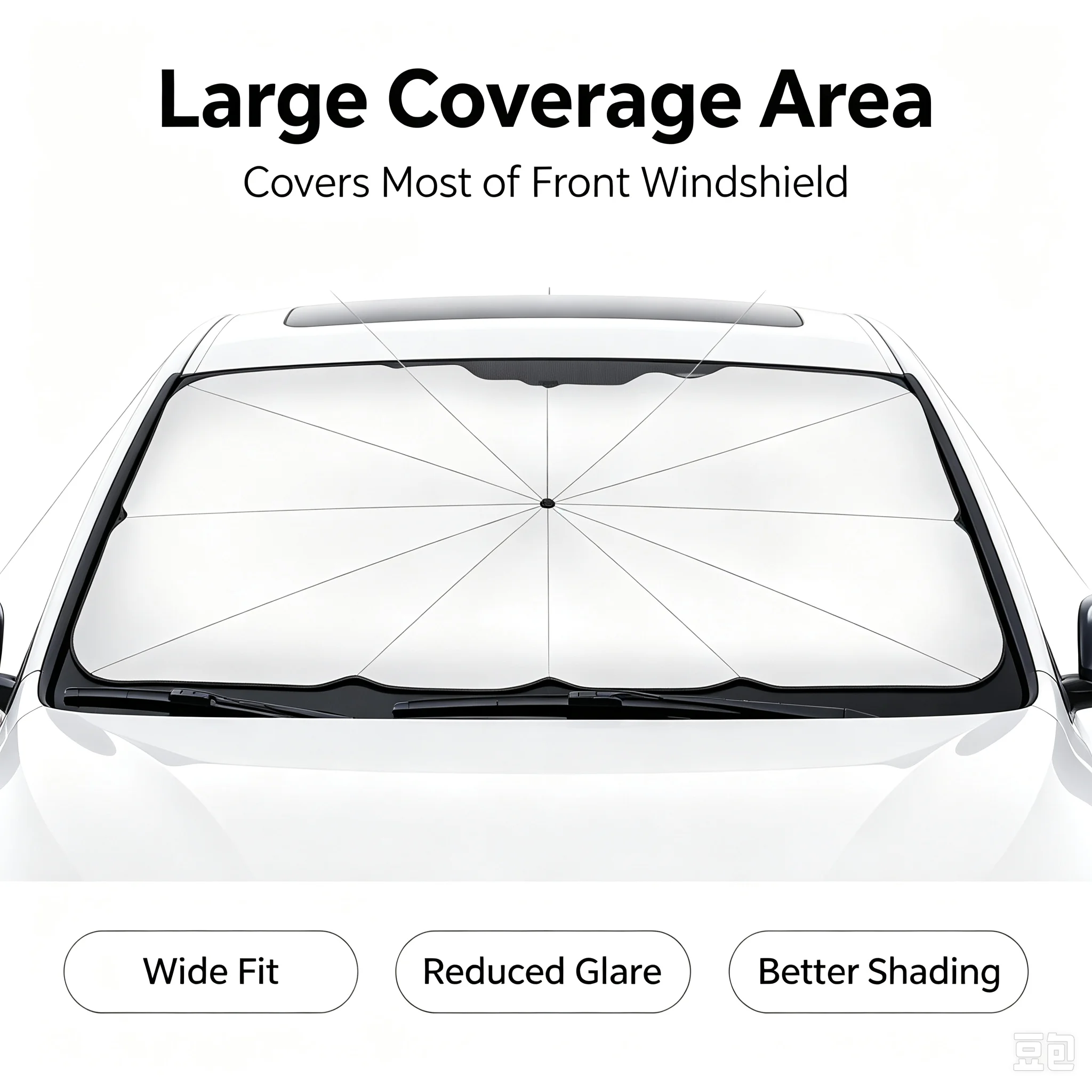Car Sunshade Windshield Umbrella Foldable - Parasole Pieghevole per Parabrezza Auto, Protezione