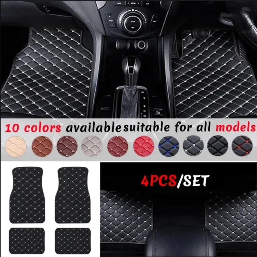 Car Floor Mats Universal Waterproof Leather - Tappetini per auto 4 pezzi Tappetini
