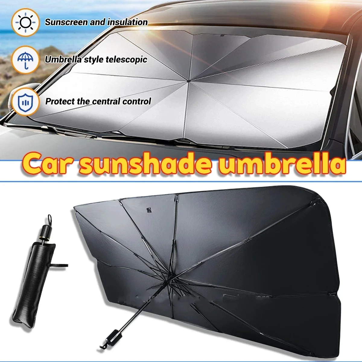 Parasole per Auto, Copertura A - Car Sunshade Windshield Umbrella Foldable recensione e prezzo