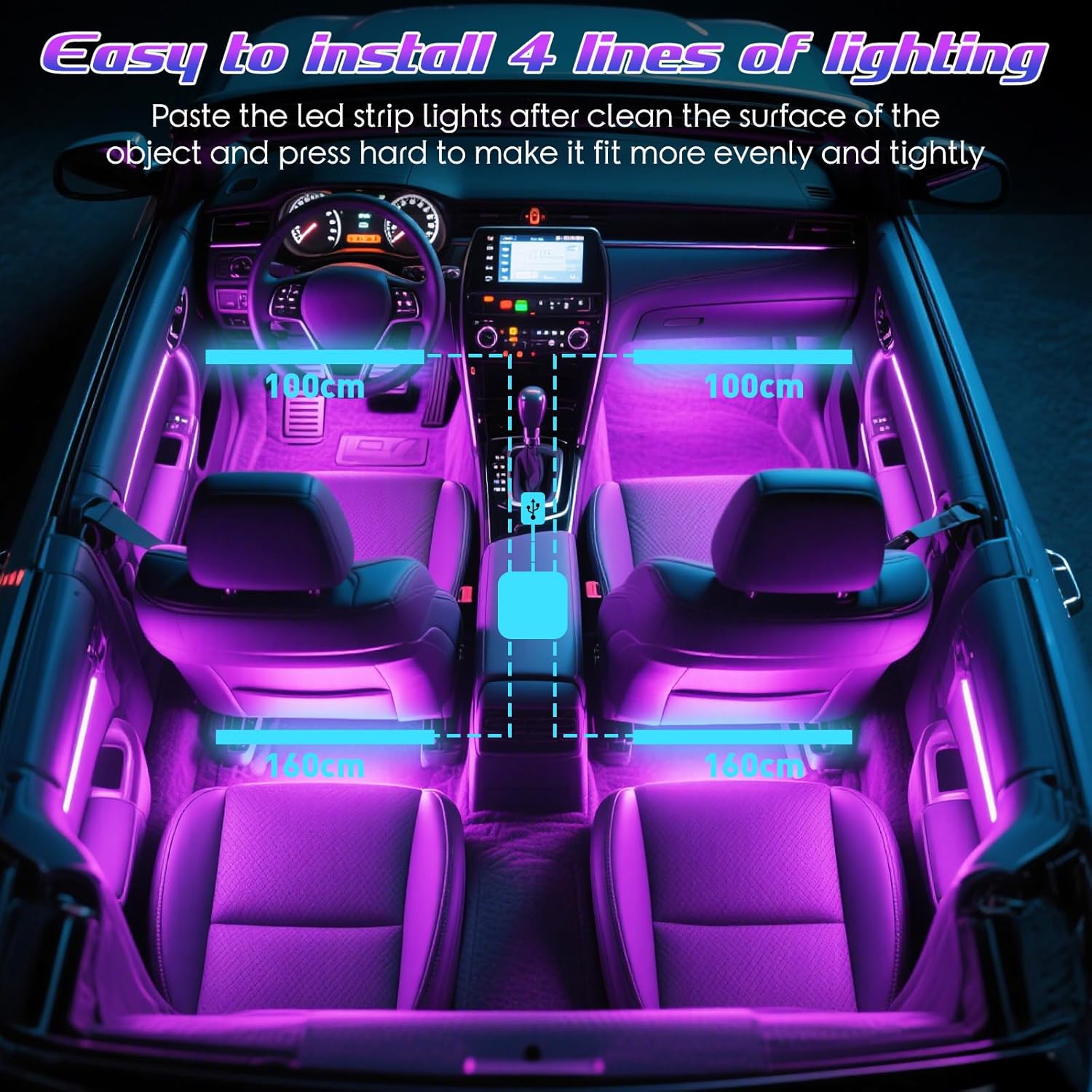 Strisce LED RGB 48LED per Illu - Led Ambient Interior Car Lights App Control recensione e prezzo