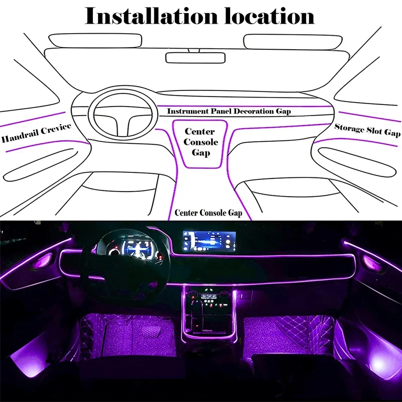 Luci flessibili a filo EL con  - Led Ambient Interior Car Lights App Control recensione e prezzo