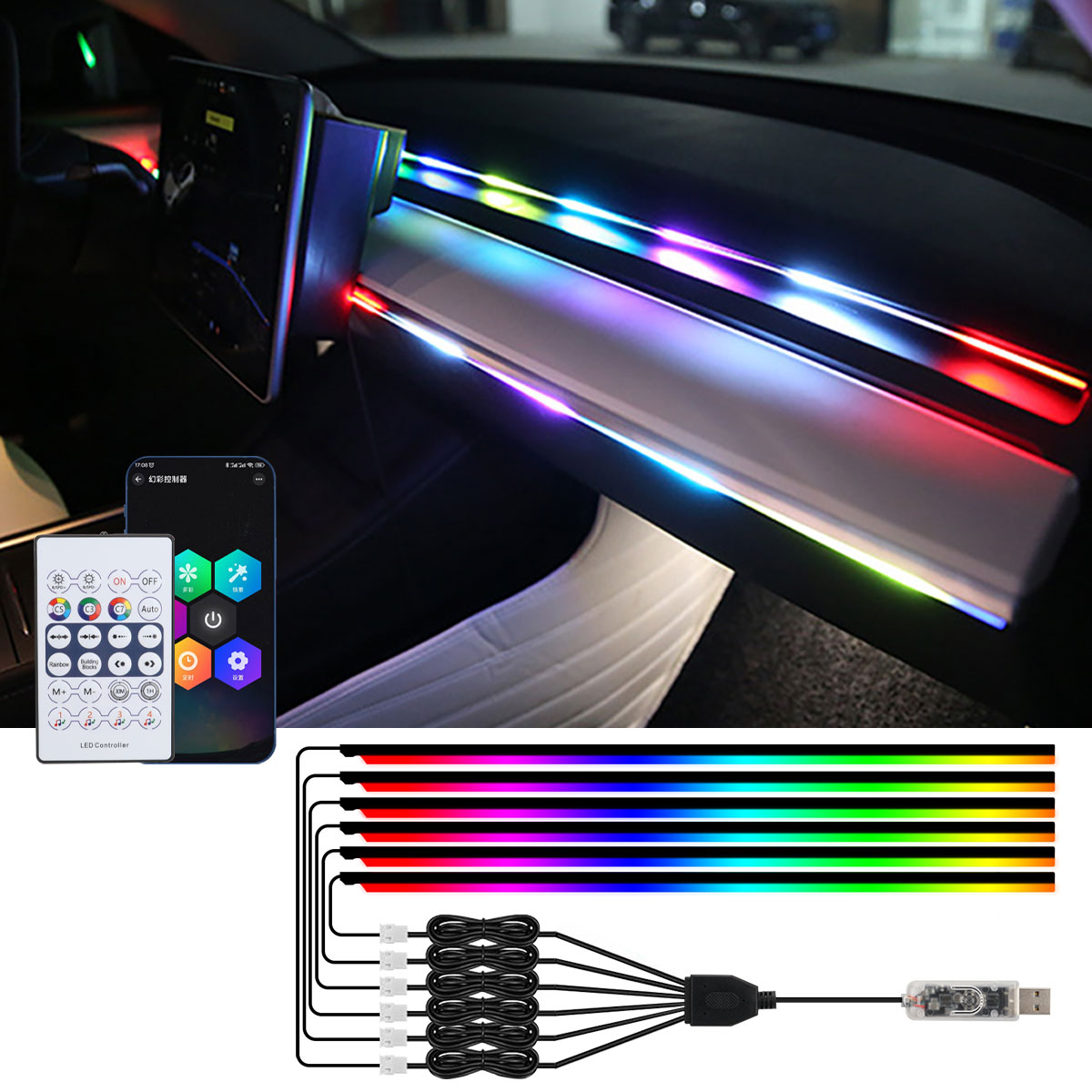 Luci ambientali a LED per auto - Led Ambient Interior Car Lights App Control recensione e prezzo