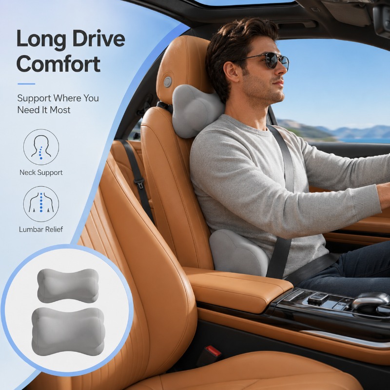 Cuscino Poggiatesta per Auto i - Memory Foam Car Neck Pillow Lumbar Support recensione e prezzo